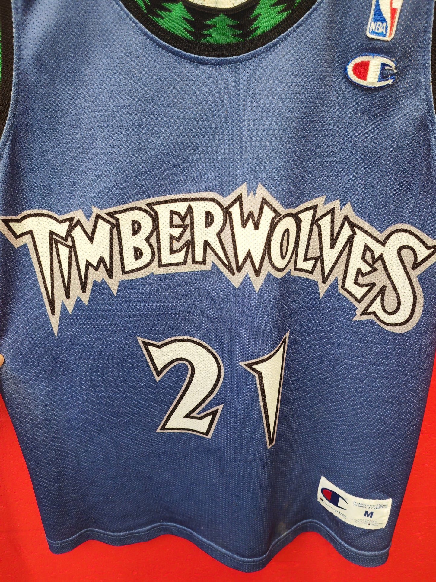 Champion Minnesota Timberwolves NBA Jersey, #21 Garnett, Blue, Size Medium