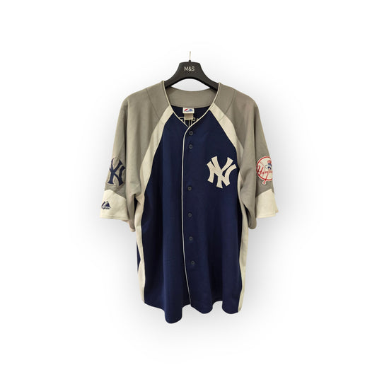 Majestic New York Yankees Baseball Jersey, #2 Jeter, Navy, Size XL/XXL