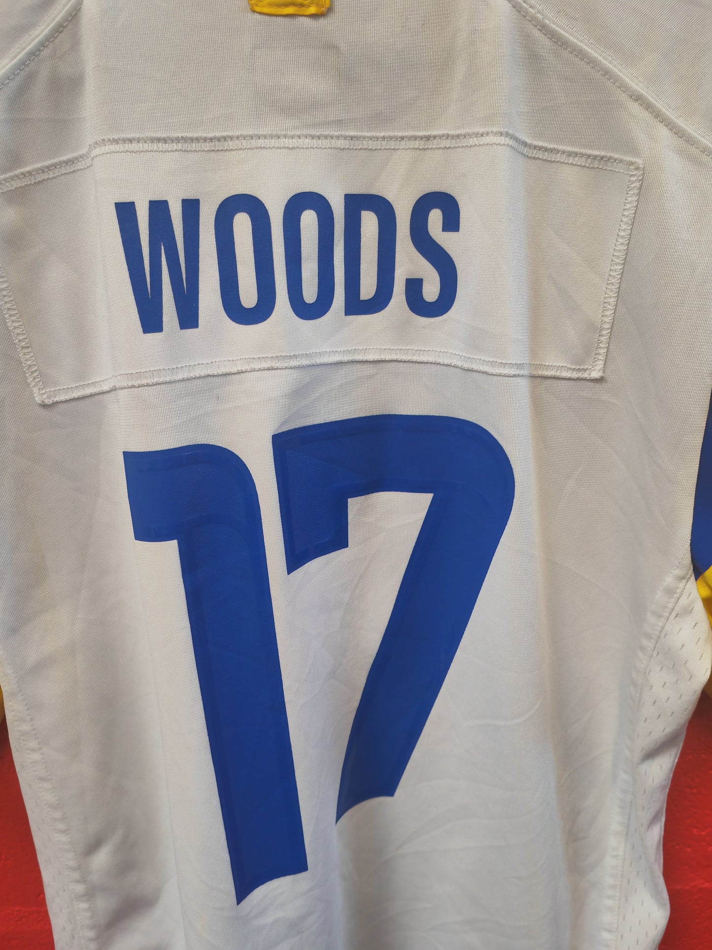 Youth Nike Los Angeles Rams NFL Jersey, #17 Woods, White, Size YL