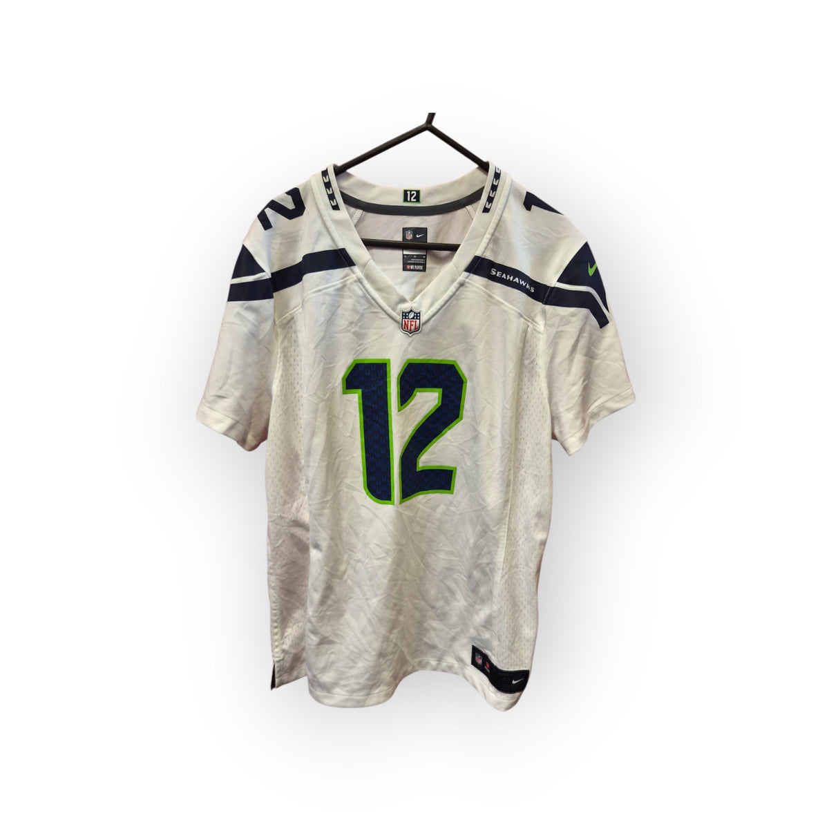Women's Nike Seattle Seahawks NFL Jersey, #12 Fan, White, Size XL