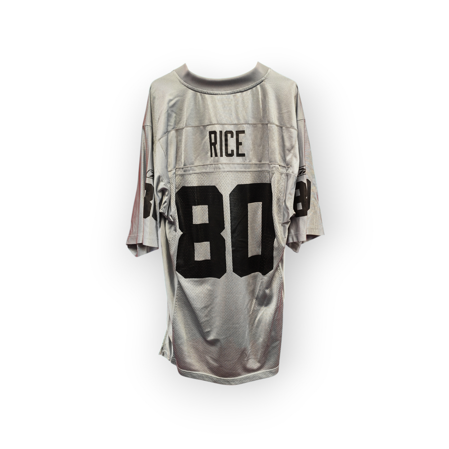 Reebok Oakland/Las Vegas Raiders NFL Jersey, #80 Rice, Grey, Size Small