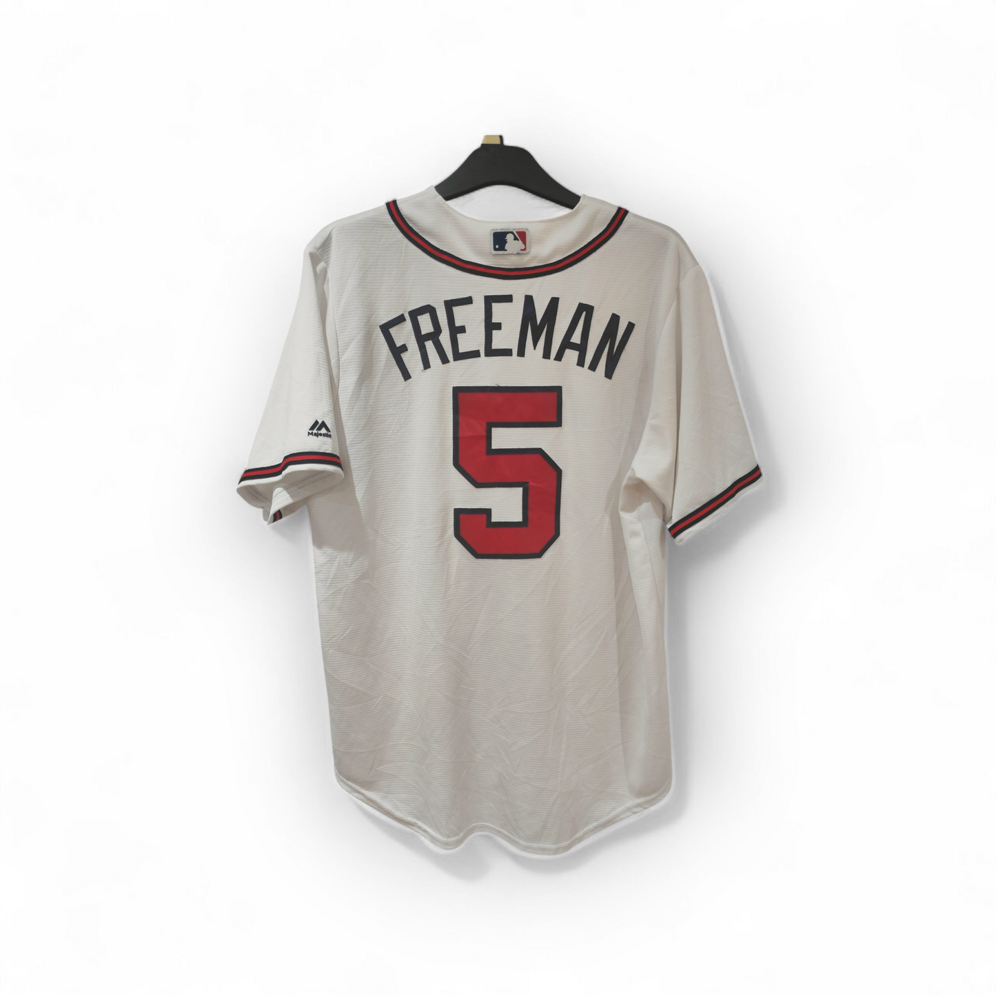 Majestic Atlanta Braves MLB Baseball Jersey, #5 Freeman, White, Size Large
