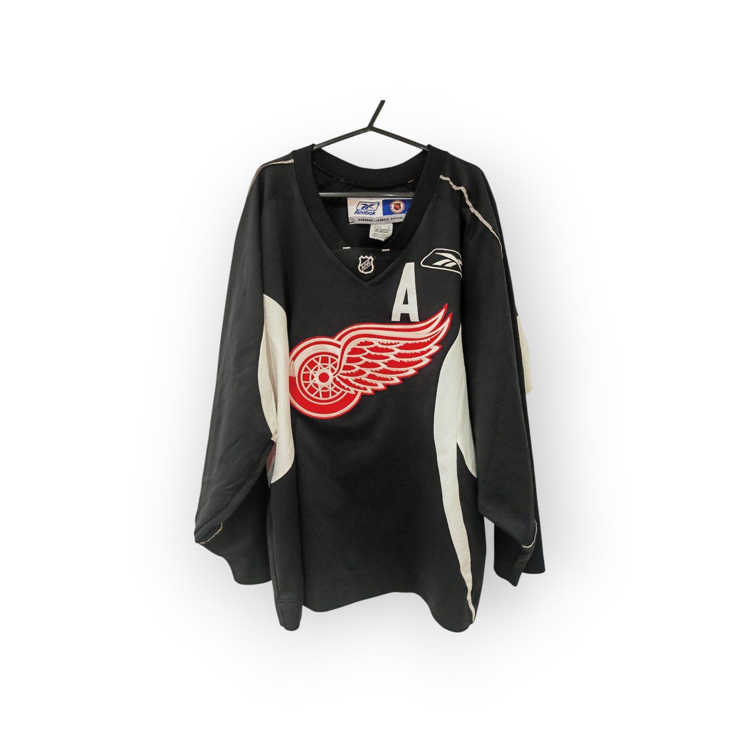 Reebok Detroit Red Wings NHL Warm Up/Training Jersey, #5 Lindstrom, Black,Size Medium