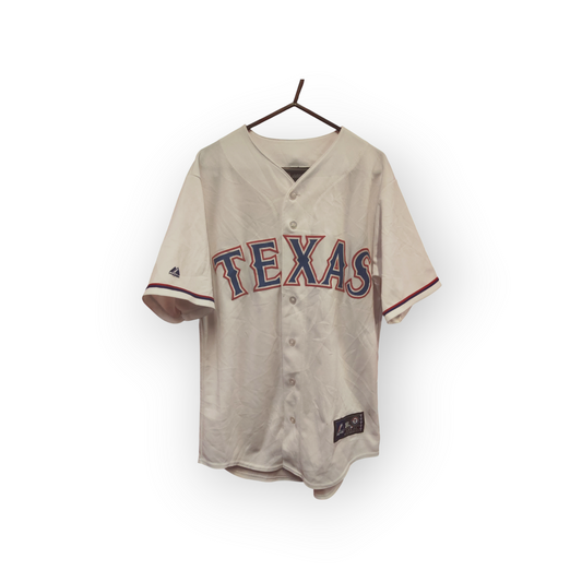 Majestic Texas Rangers MLB Baseball Jersey, White, Size Small