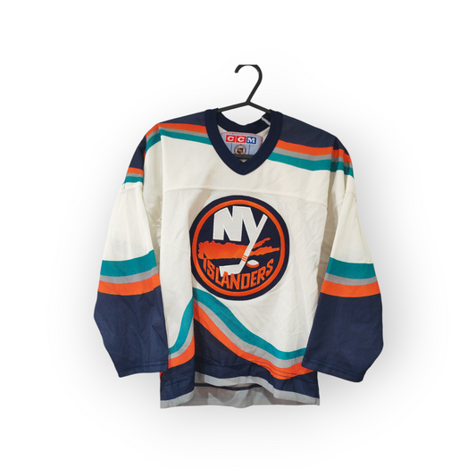 Youth CCM New York Islanders NHL Hockey Jersey, White, Size YS/M