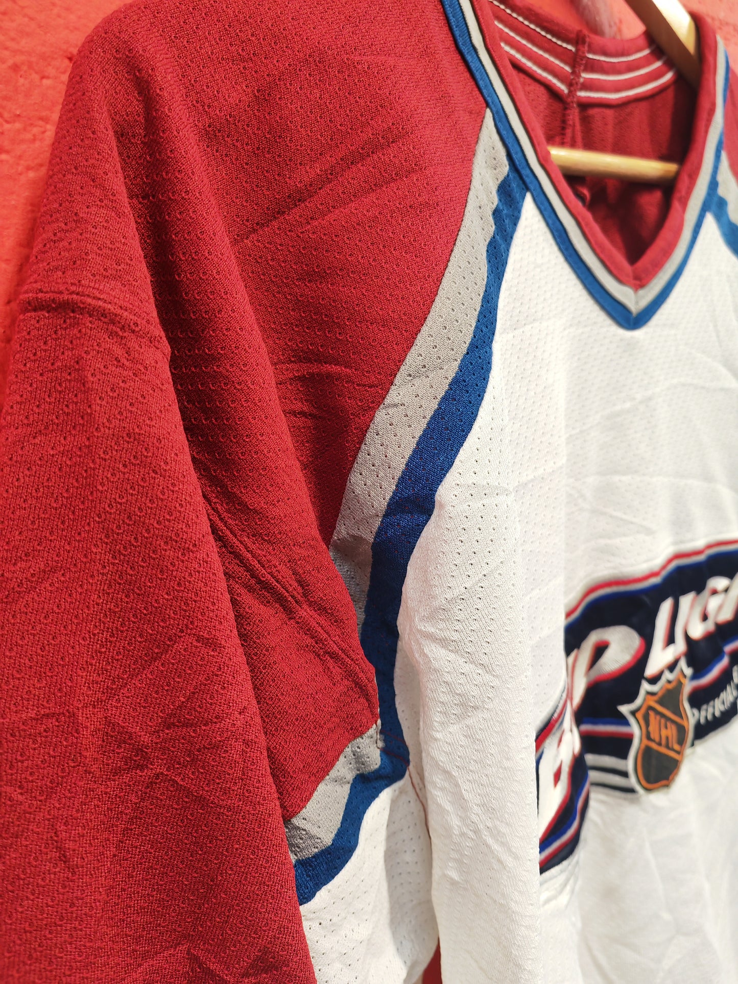 CCM Bud Light Official Beer Of The NHL Hockey Jersey, White/Burgundy, Size Large