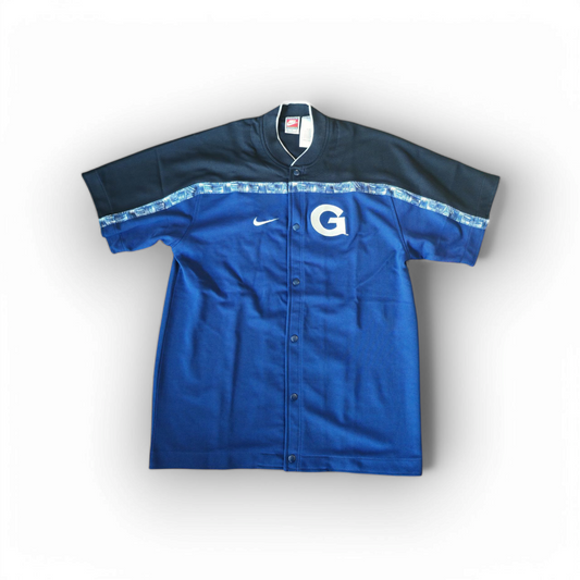 Nike Georgetown Hoyas NCAA Snap Button Up Warm Up Jersey, Blue/Black, Size Medium