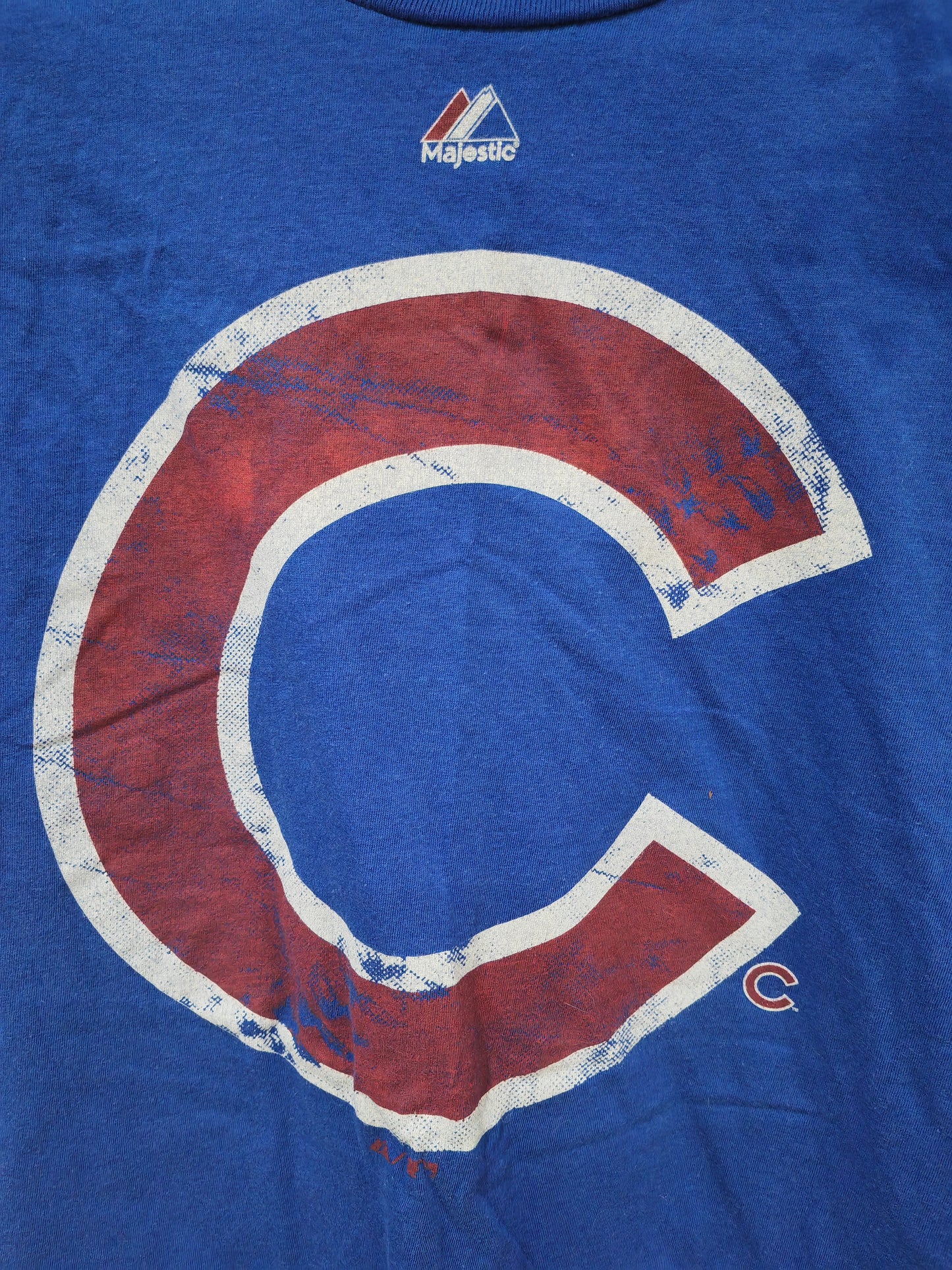 Majestic Chicago Cubs MLB T Shirt, Blue, Size Medium