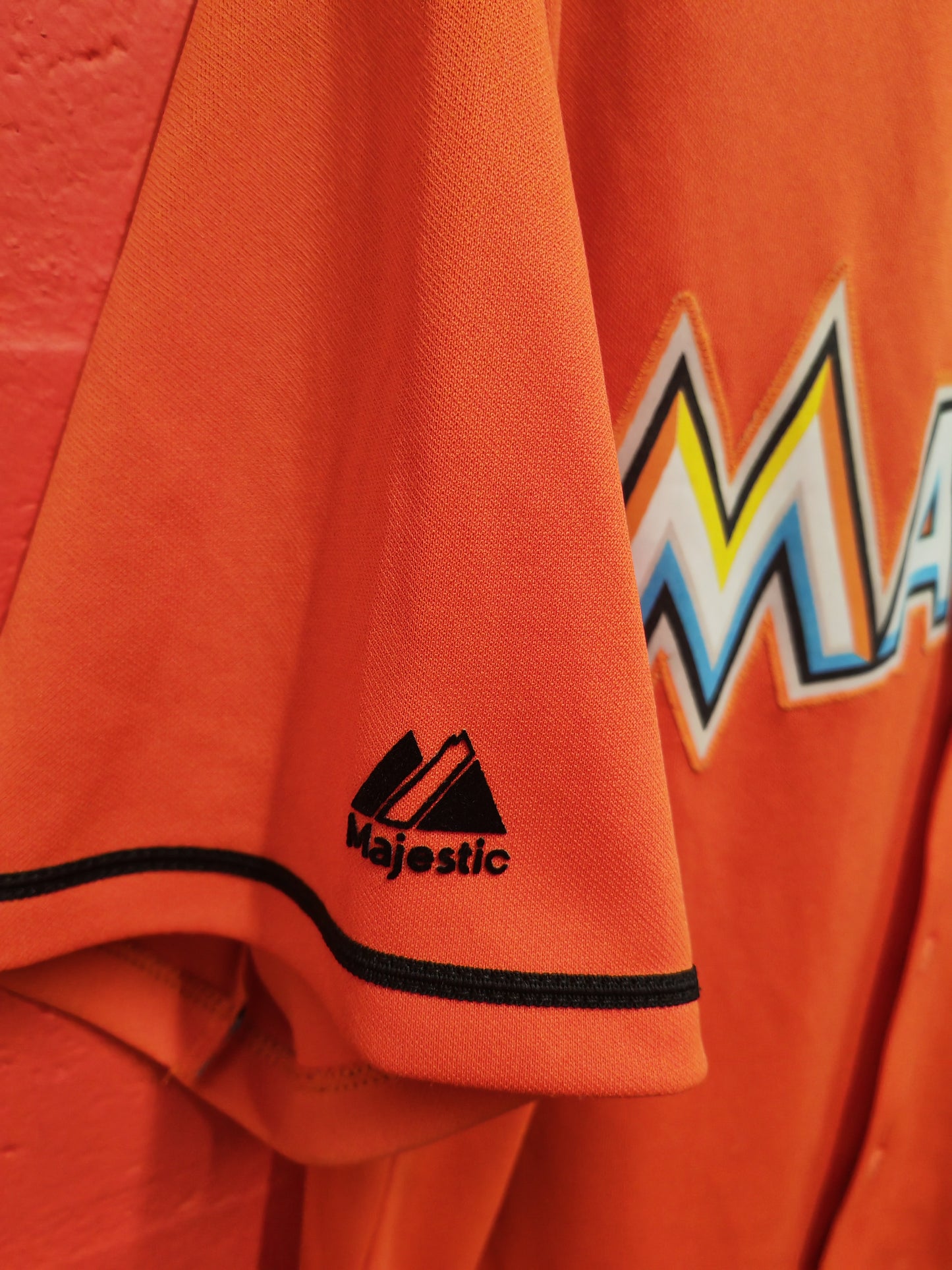 Majestic Miami Marlins MLB Baseball Jersey, #2 Ramirez, Orange, Size Large