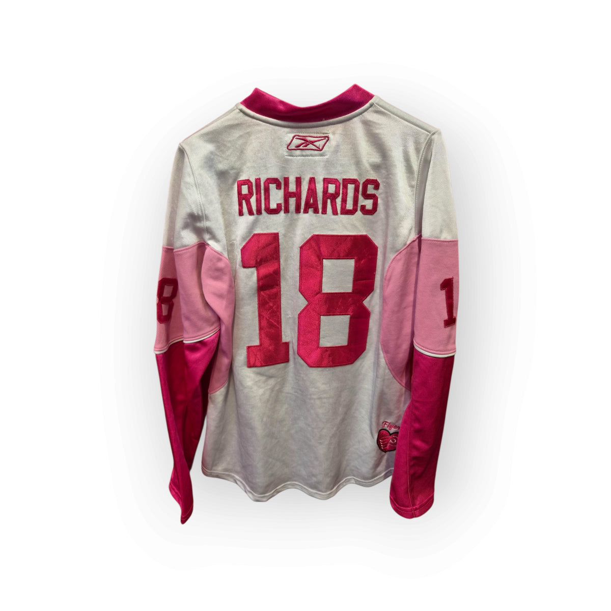Women's Reebok Philadelphia Flyers NHL Jersey, #18 Richards, White/Pink, Size Small