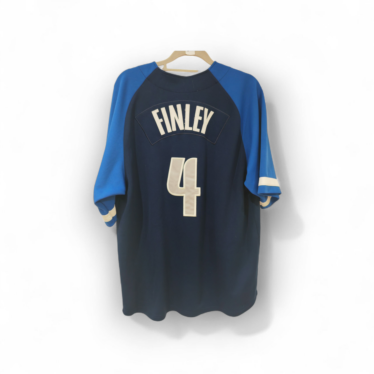 Nike Dallas Mavericks Baseball Style Jersey, #4 Finley, Navy Blue, Size Large