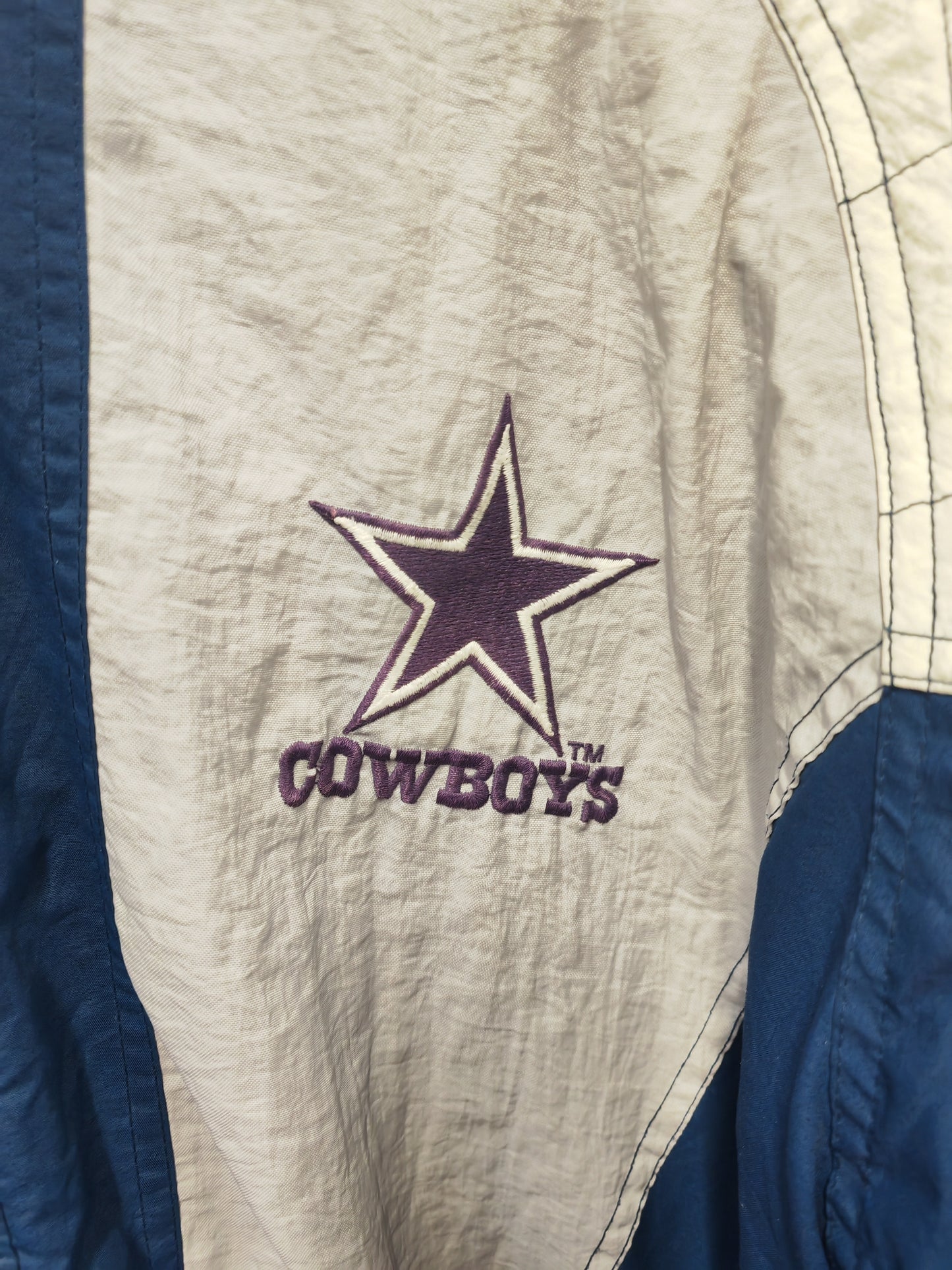Starter Vintage Dallas Cowboys NFL Full Zip, Hooded Jacket, Navy/Grey, Size Large