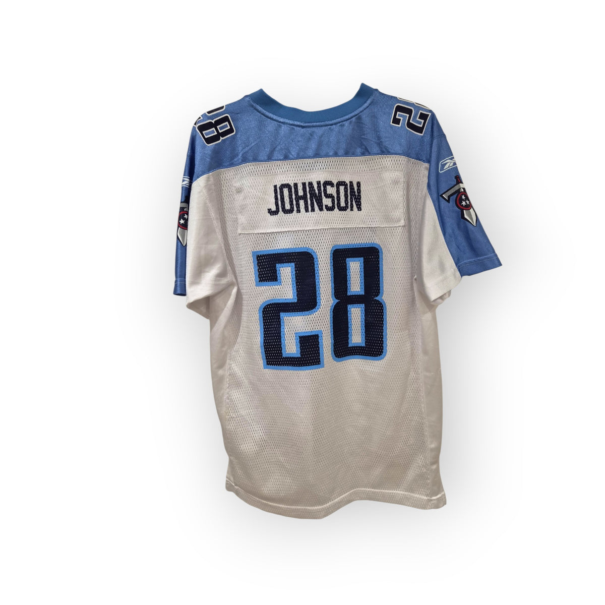 Youth Reebok Tennessee Titans NFL Jersey, #28 Johnson, White, Size YXL